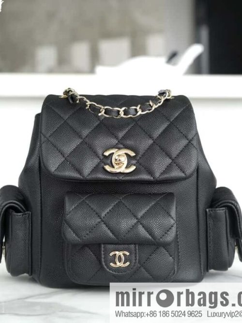 CHANEL 23K new, tank Dumas small shoulder backpack AS4399 black