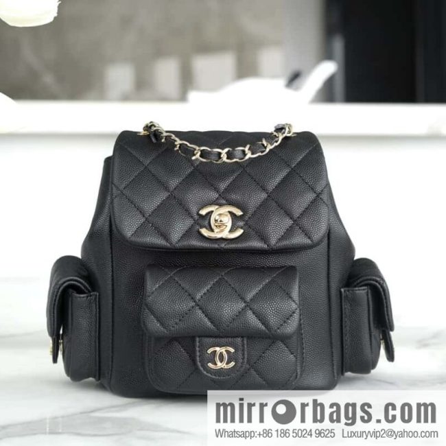 CHANEL 23K new, tank Dumas small shoulder backpack AS4399 black