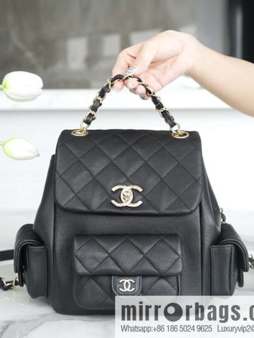 CHANEL 23K new, tank Dumas large shoulder backpack AS4398 black
