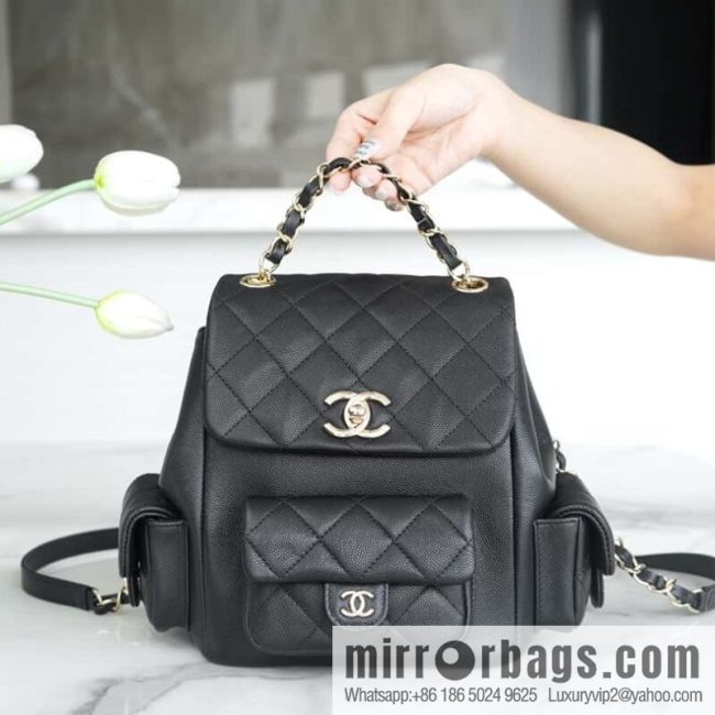 CHANEL 23K new, tank Dumas large shoulder backpack AS4398 black