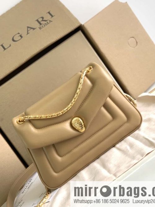BVLGARI Bulgari SERPENTI REVERSE Small Shoulder Bag 292123 Apricot 22CM