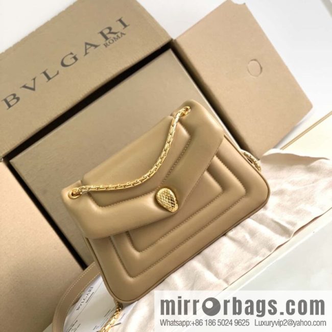 BVLGARI Bulgari SERPENTI REVERSE Small Shoulder Bag 292123 Apricot 22CM