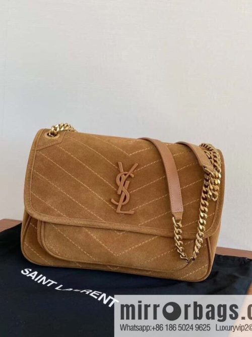Saint laurent Ysl Niki 28cm suede and leather 498894 caramel