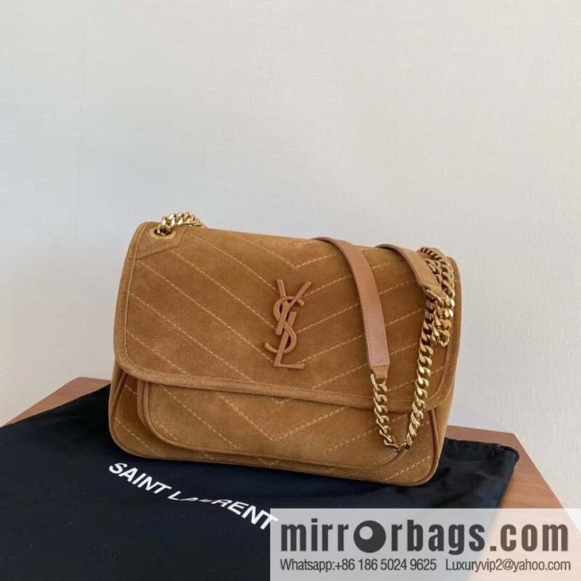 Saint laurent Ysl Niki 28cm suede and leather 498894 caramel