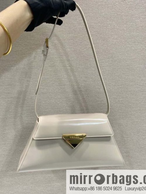 PRADA imported glossy calfskin shoulder bag 1BD343 light apricot