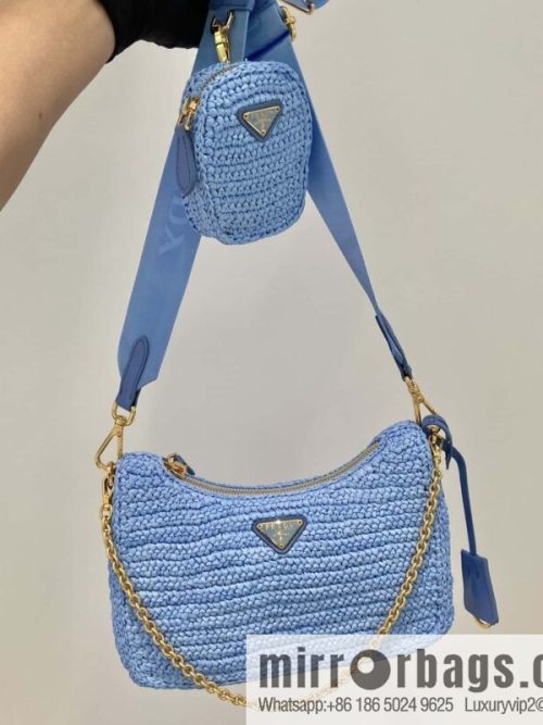 PRADA straw three-in-one 🎉 1BH204 blue