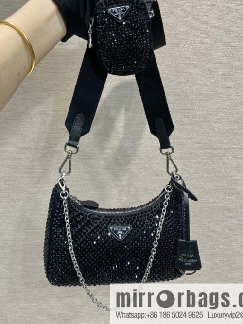PRADA flash diamond three-in-one 🎉 2023 new color 1BH204 flash diamond