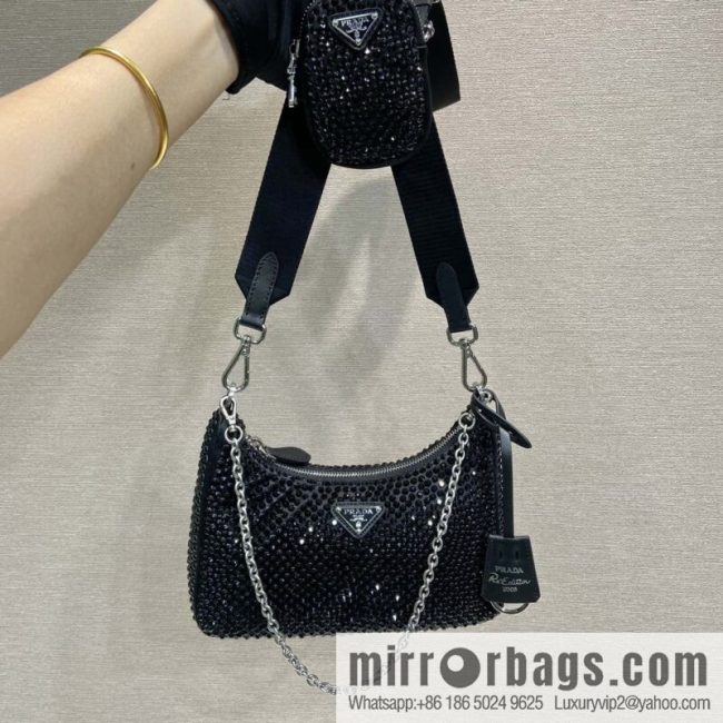 PRADA flash diamond three-in-one 🎉 2023 new color 1BH204 flash diamond