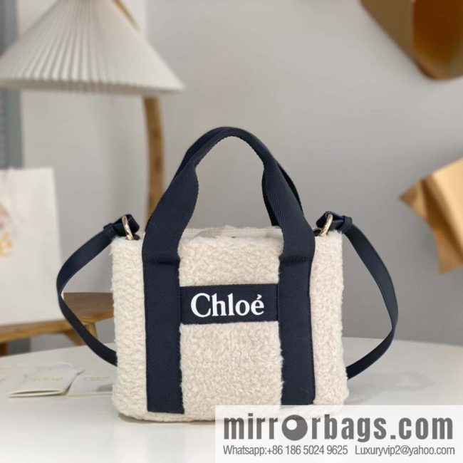 Chloe Woody Lamb Feather Tote 25CM