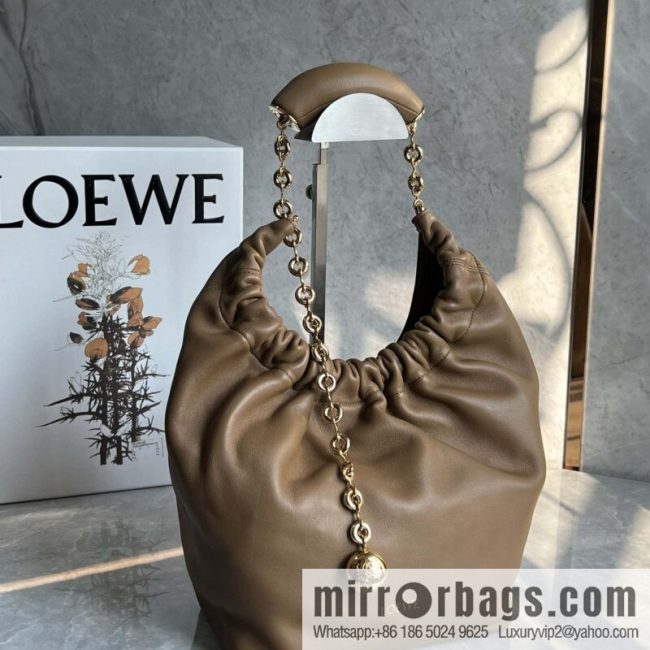 LOEWE Squeezed Underarm Bag 29.5CM Oak Brown