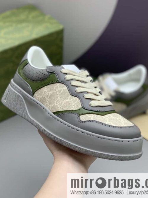 GUCCI Gucci, with cowhide material GG printed canvas couple sneakers