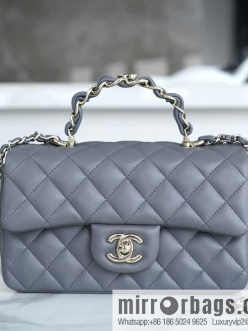 CHANEL autumn and winter new \"double C\" handle CF dark gray AS2431