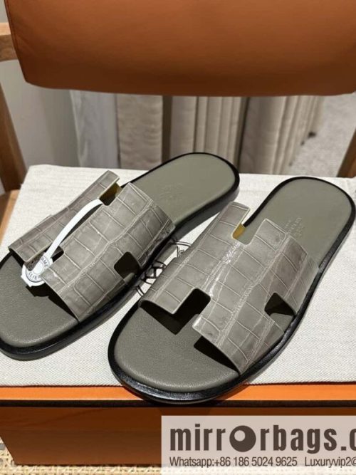 Hermès crocodile leather H family male god slippers