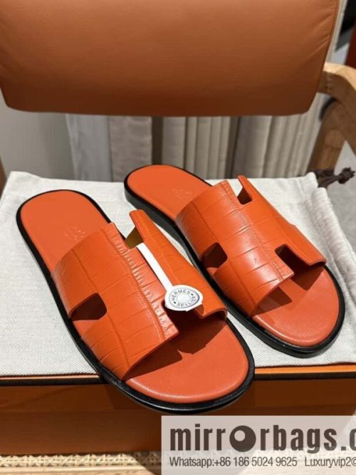 Hermès crocodile leather H family male god slippers