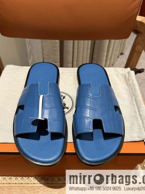 Hermès crocodile leather H family male god slippers