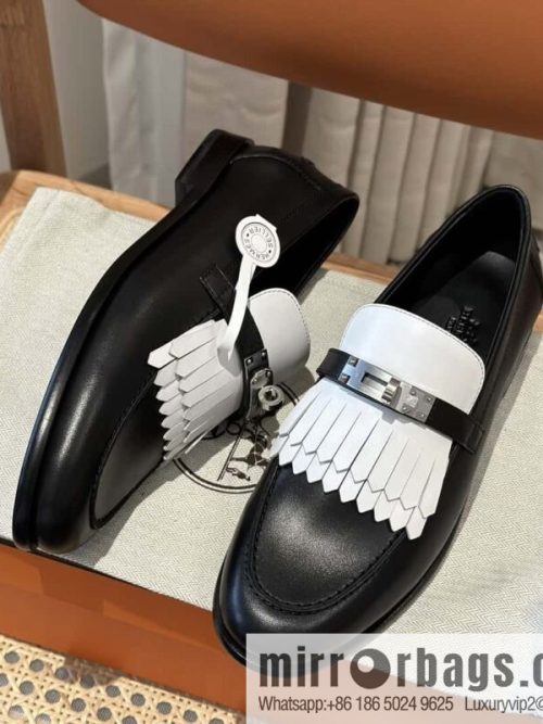 HERMES kelly buckle loafers fringed loafers