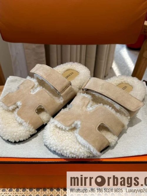 Hermès plush second uncle shoes Chypre sandals