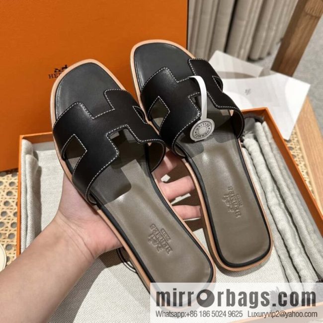 Hermès leather outsole H slippers