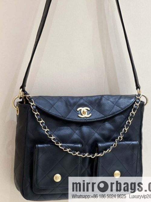 CHANEL 24P spring and summer trailer series big hit hobo Vintage bag AS4668 black