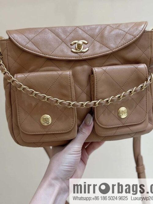 CHANEL 24P spring and summer trailer series big hit hobo Vintage bag AS4743 caramel color
