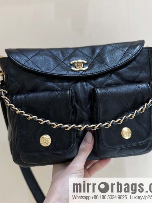 CHANEL 24P spring and summer trailer series big hit hobo Vintage bag AS4743 black