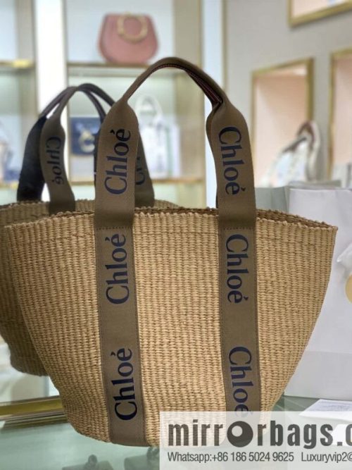 Chloe Large Woody Basket Bag 6865 Large Single Green 48CM