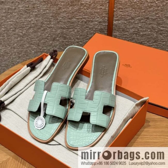 Hermès crocodile slippers