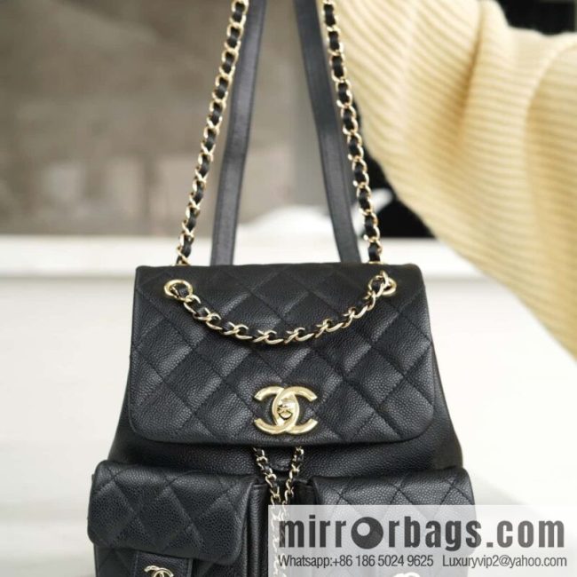 CHANEL 23P new Duma shoulder leather large black 🔛 AS3860