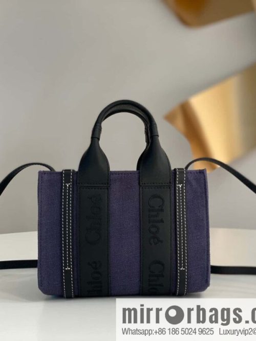 Chloe Woody Linen with Pitot Bag, Navy Blue with Black Mini20CM