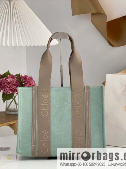 Chloe Woody Linen with Pitot Bag, Avocado Green with Grey Medium 37CM