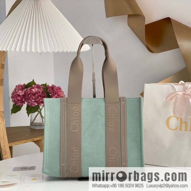 Chloe Woody Linen with Pitot Bag, Avocado Green with Grey Medium 37CM