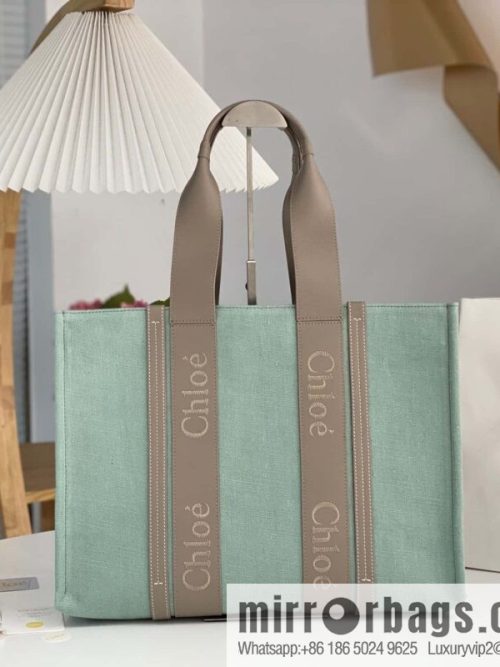 Chloe Woody Linen with Pitot Bag, Avocado Green with Grey Large 45CM