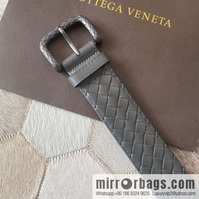 Bottega Veneta Butterfly Home, Men\'s Hand-woven Cowhide Pattern Engraved Pin Buckle Belt 3.5cm - Image 5