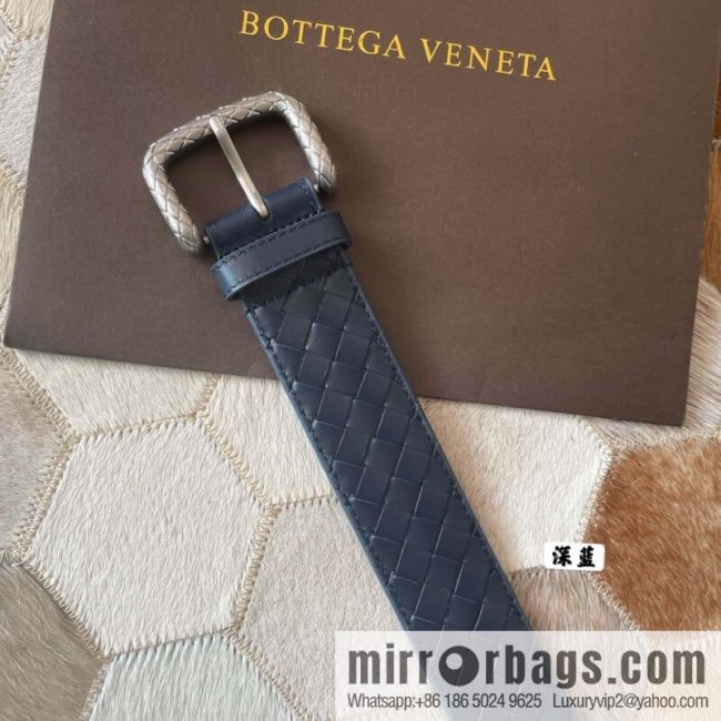 Bottega Veneta Butterfly Home, Men\'s Hand-woven Cowhide Pattern Engraved Pin Buckle Belt 3.5cm - Image 6