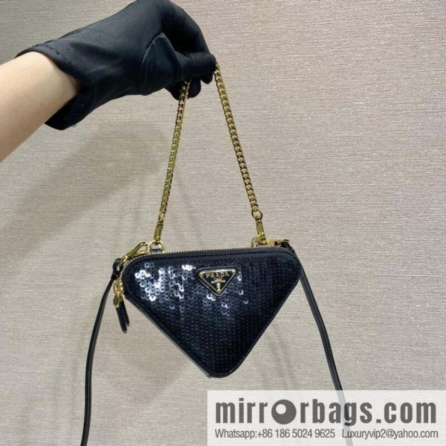 PRADA 🎉 Gemini Sequins Triangle Pack 🎉 1NR015 New 😘 Sequins