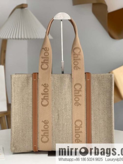 Chloe Woody Linen with Pitot Bag, Orange Large 45CM
