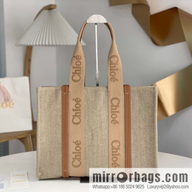 Chloe Woody Linen with Pitot Bag, Orange Large 45CM