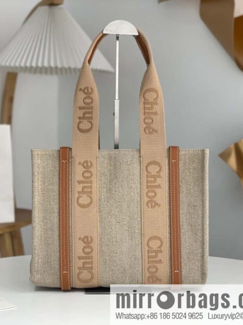 Chloe Woody Linen with Pitot Bag, Orange Medium 37CM