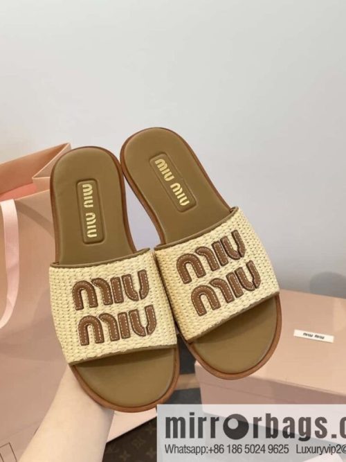 Miao Miao | | Spring and summer raffia woven alphabet slippers