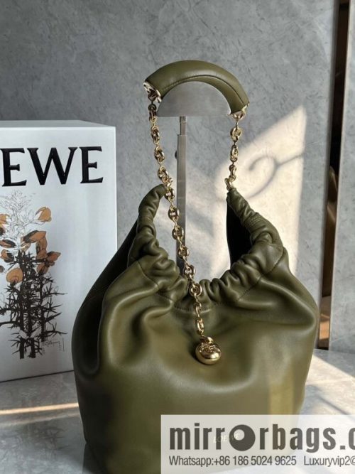 LOEWE Squeezed Underarm Bag 0701 olive green 29.5CM