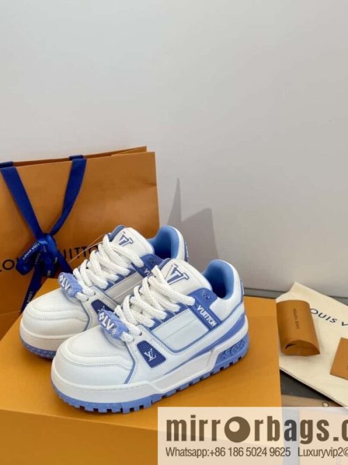 LV donkey brand 𝐭𝐫𝐚𝐢𝐧𝐞𝐫 𝐦𝐚𝐱𝐢||𝟐𝟎𝟐𝟒 latest color scheme bread \"fat Ding\" sneakers, blue