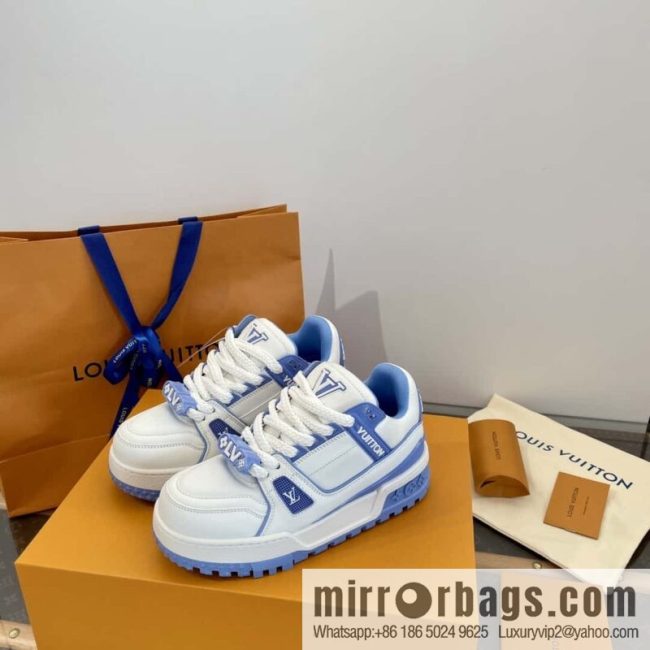 LV donkey brand 𝐭𝐫𝐚𝐢𝐧𝐞𝐫 𝐦𝐚𝐱𝐢||𝟐𝟎𝟐𝟒 latest color scheme bread \"fat Ding\" sneakers, blue
