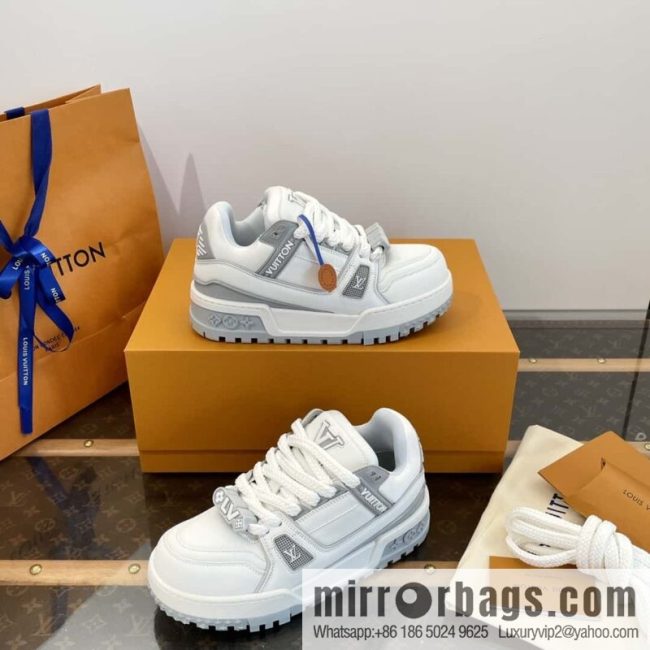 LV donkey brand 𝐭𝐫𝐚𝐢𝐧𝐞𝐫 𝐦𝐚𝐱𝐢||𝟐𝟎𝟐𝟒 latest color scheme bread \"fat Ding\" sneakers, premium gray