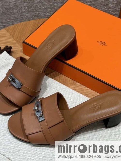 Hermes Kelly Button Slippers