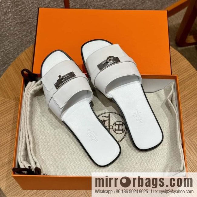 Hermès 183Kelly tow sandals Gigi50 white/01Blanc