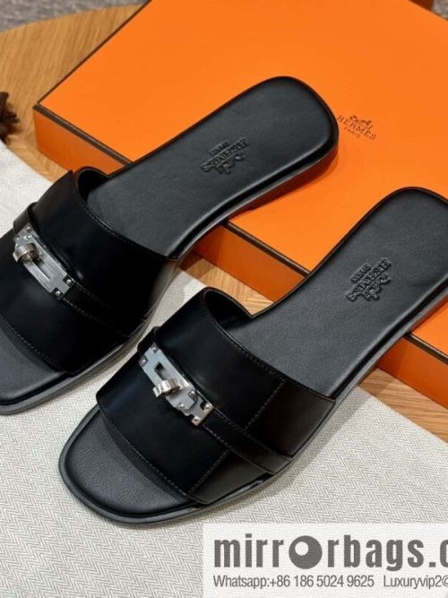 Hermès 183Kelly tow sandals Gigi50 black/CK89/Noir