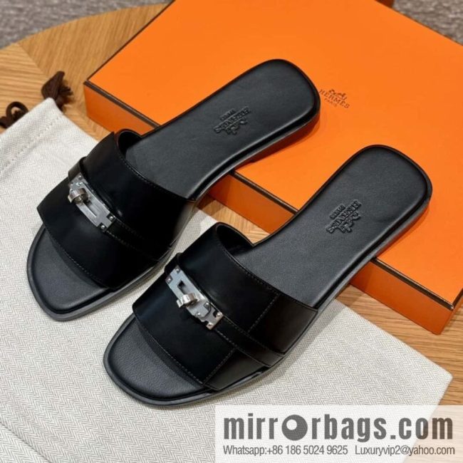 Hermès 183Kelly tow sandals Gigi50 black/CK89/Noir