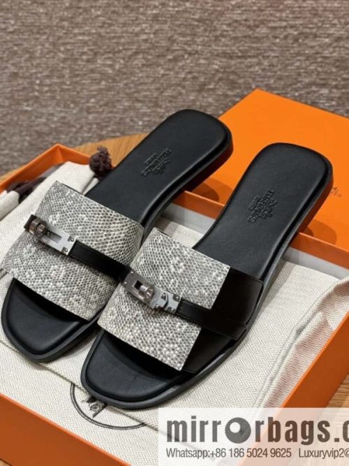 Hermès 183Kelly tow sandals Gigi50 black/CK89/Noir/Himalaya/Lizard primary color