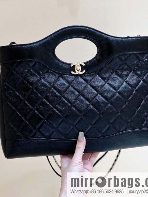 CHANEL 24S horizontal 31bag oil wax sheepskin AS4854 black