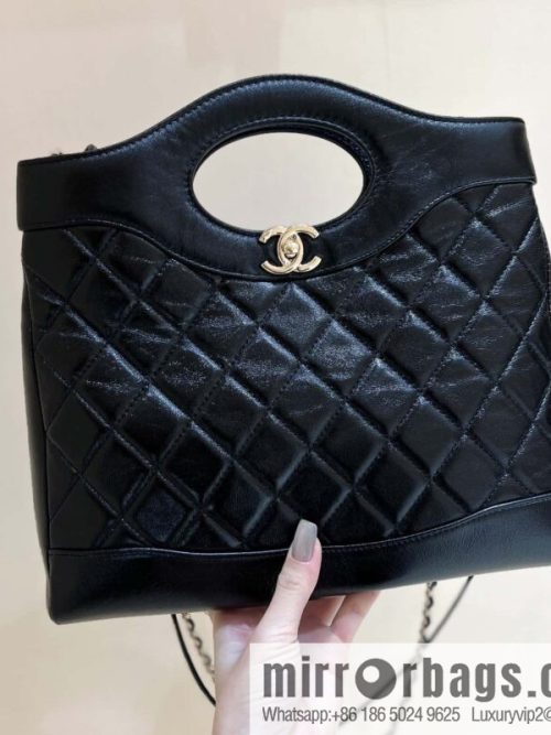 CHANEL 24S new small 31bag oil wax sheepskin AS4853 black